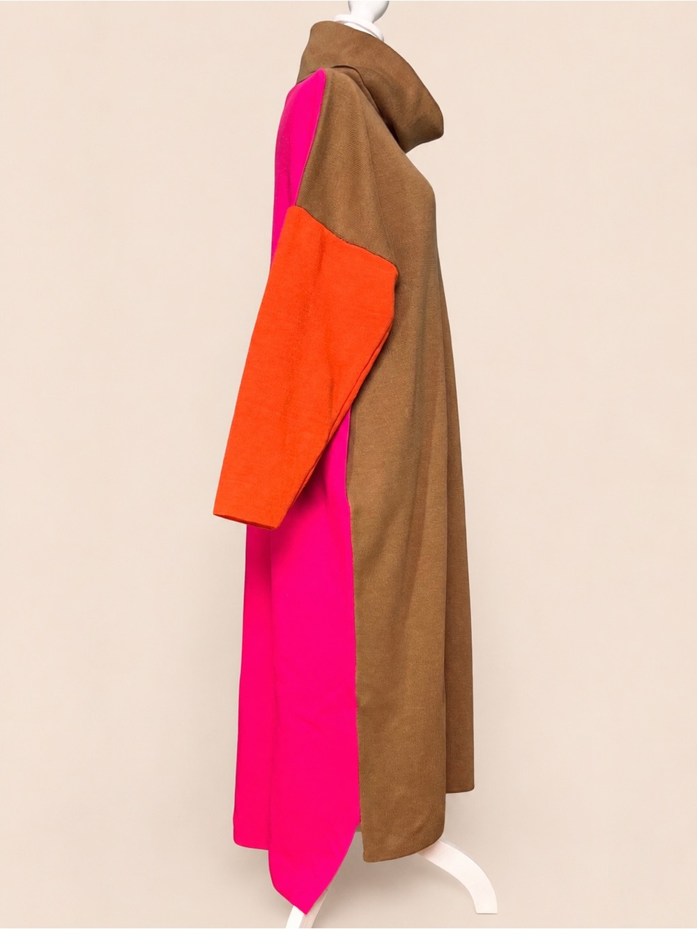 🩷🧡🤎 ART-SCHOOL COLORBLOCK COWL SWEATER DRESS | SIZE M | NWOT